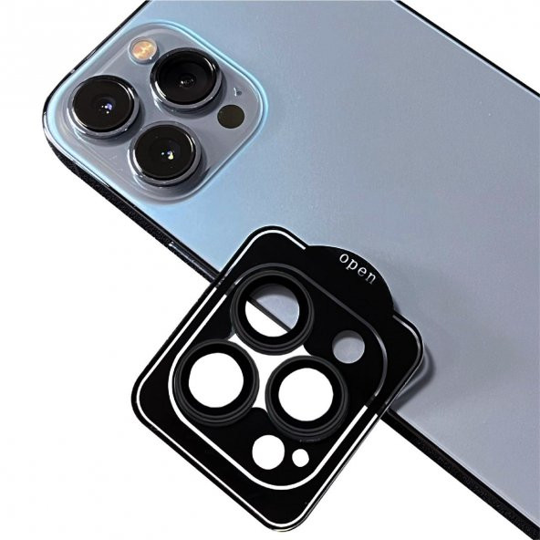 Vendas iPhone 14 Pro Max Uyumlu Strong Serisi Uygulama Mekanizmalı Safir Kamera Lens Koruyucu