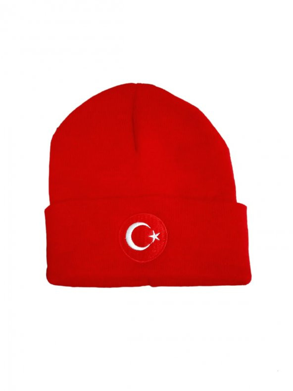 salarticaret KIRMIZI BERE TÜRK BAYRAKLI KIŞLIK AKRİLİK BERE ürün görseli