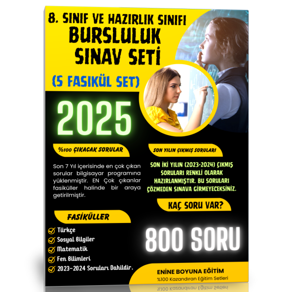 2025 8. Sınıf ve Hazırlık Sınıfı Bursluluk Sınav Seti (6 Fasikül Kitap) - 2