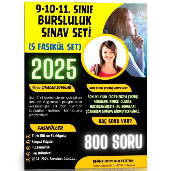 2025 9-10-11. Sınıf Bursluluk Sınav Seti (6 Fasikül Kitap) - 2