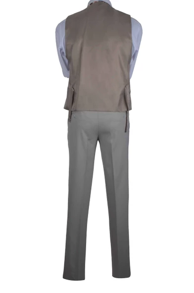 Cengiz İnler Kırlangıç Yaka Slim Fit Yelekli Erkek Takım Elbise - 9