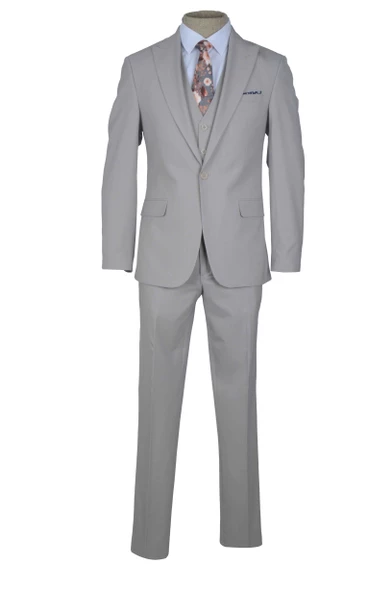 Cengiz İnler Kırlangıç Yaka Slim Fit Yelekli Erkek Takım Elbise - 11