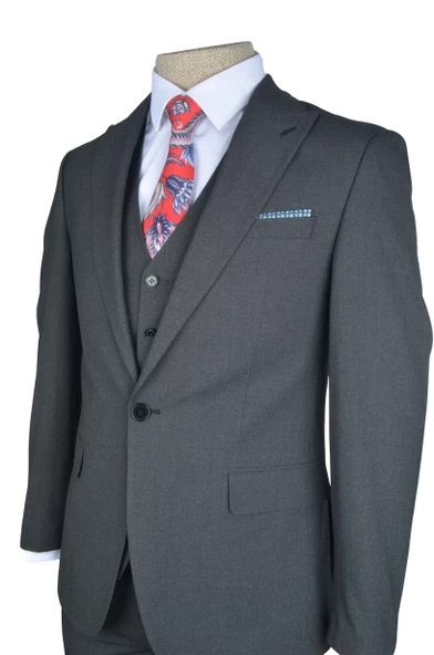 Cengiz İnler Kırlangıç Yaka Slim Fit Yelekli Erkek Takım Elbise