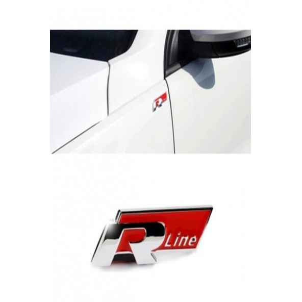 VOLKSWAGEN R LİNE ARKA BAGAJ METAL LOGO (KIRMIZI-GÜMÜŞ) - 4