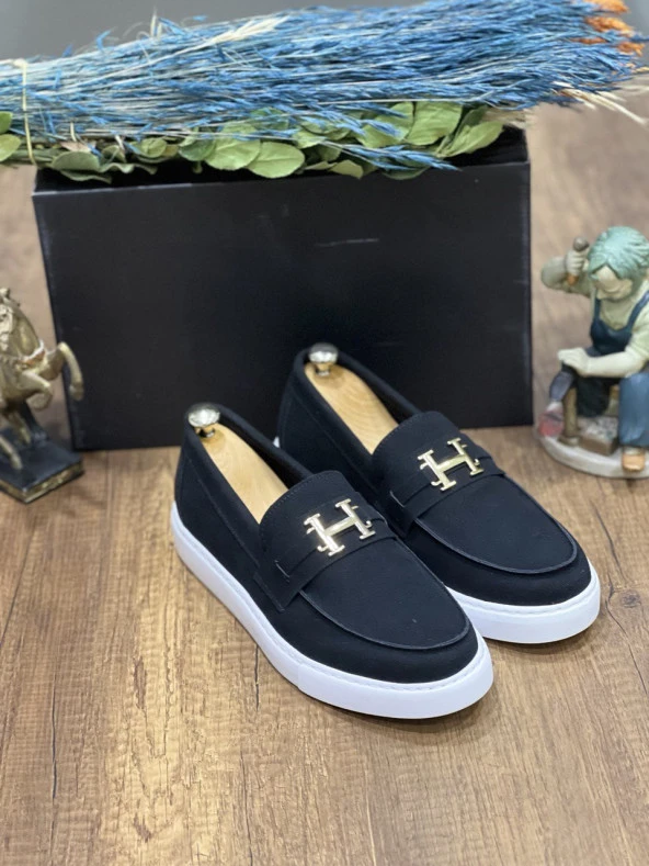 KB-027 Bağcıksız Siyah Süet H Günlük Erkek Ayakkabı ürün görseli 1