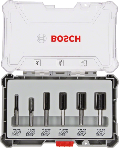Bosch - Profesyonel 6 Parça Düz Freze Ucu Seti 8 mm Şaftlı