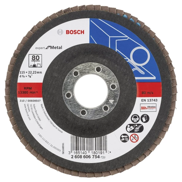 Bosch - 115 mm 80 Kum Expert Serisi Metal Flap Disk