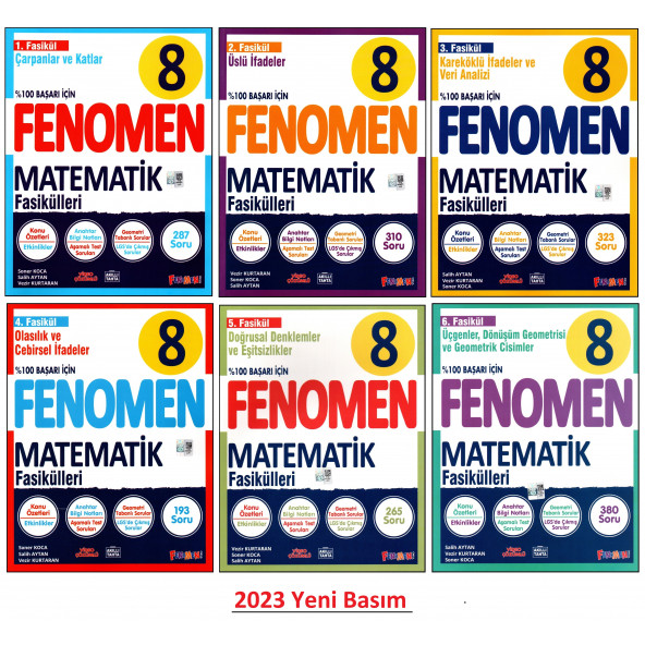 Fenomen 8. Sınıf LGS Matematik 1.2.3.4.5.6 Fasikül (Özetli) Soru Bankası 6 Kitap 2023 Baskı
