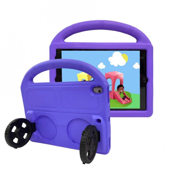 Apple iPad 10.2 (9.Nesil) Zore Wheel Car Tekerlek Standlı Tablet Eva Silikon Kılıf - 8