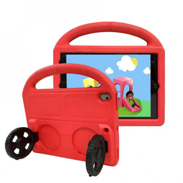 Apple iPad 10.2 (9.Nesil) Zore Wheel Car Tekerlek Standlı Tablet Eva Silikon Kılıf - 10