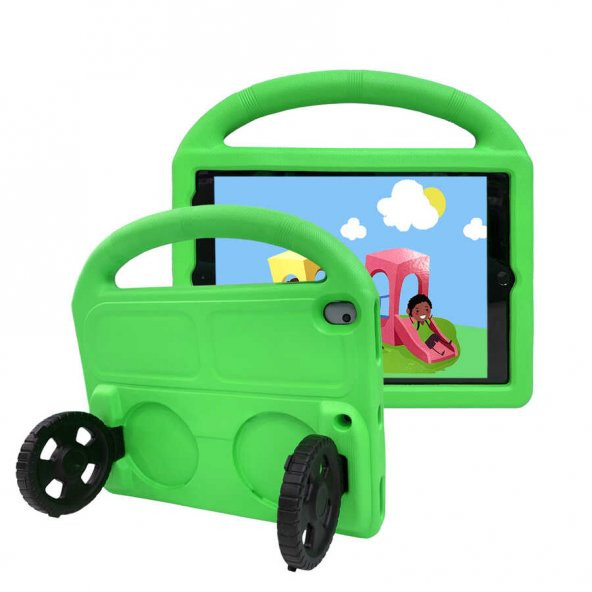 Apple iPad 10.2 (8.Nesil) Zore Wheel Car Tekerlek Standlı Tablet Eva Silikon Kılıf - 12