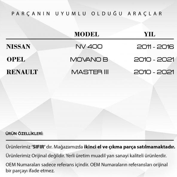Renault Master 3, Opel, Nissan için Ayna Sinyali - SAĞ - BEYAZ - 2