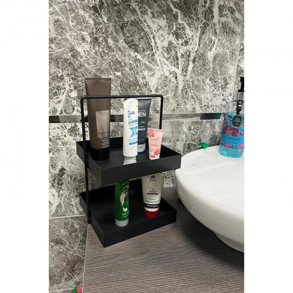 2 KATLI 20X20 MUTFAK VE BANYO TEZGAHÜSTÜ DÜZENLEYİCİ SİYAH - 8