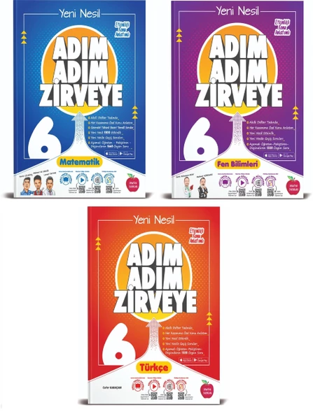 Newton 6. Sınıf Matematik+Fen+Türkçe Adım Adım Zirveye Soru Bankası 3 Kitap