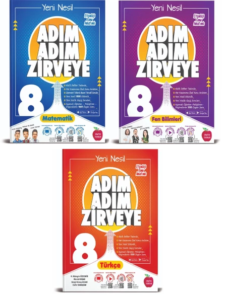 Newton 8. Sınıf LGS Matematik+Fen+Türkçe Adım Adım Zirveye Soru Bankası 3 Kitap