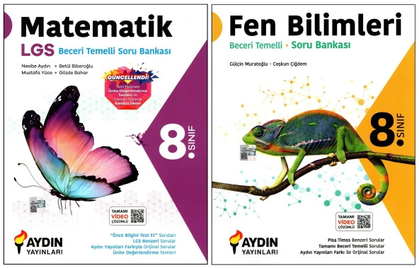 Aydın Yayınları 8. Sınıf LGS Matematik+Fen Bilimleri Beceri Temelli Soru Bankası 2 Kitap ürün görseli