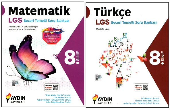 Aydın Yayınları 8. Sınıf LGS Matematik+Türkçe Beceri Temelli Soru Bankası 2 Kitap ürün görseli