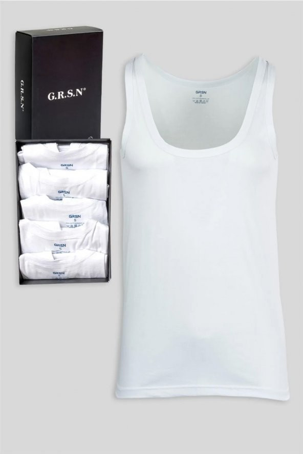 Grsn Erkek 5 li Kutulu Damat Çeyiz Pamuk Askılı Atlet Seti 11073 - 3