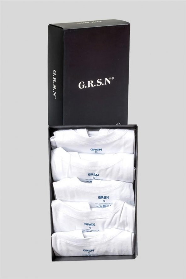 Grsn Erkek 5 li Kutulu Damat Çeyiz Pamuk Askılı Atlet Seti 11073 - 4
