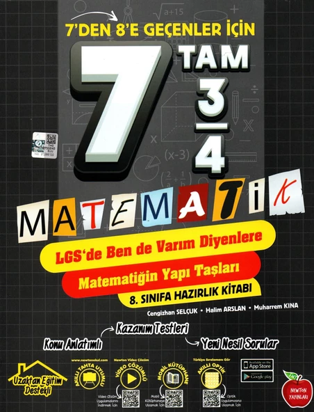 Newton 8. Sınıf Matematik Hazırlık Kitabı 7 den 8 e Geçenler İçin