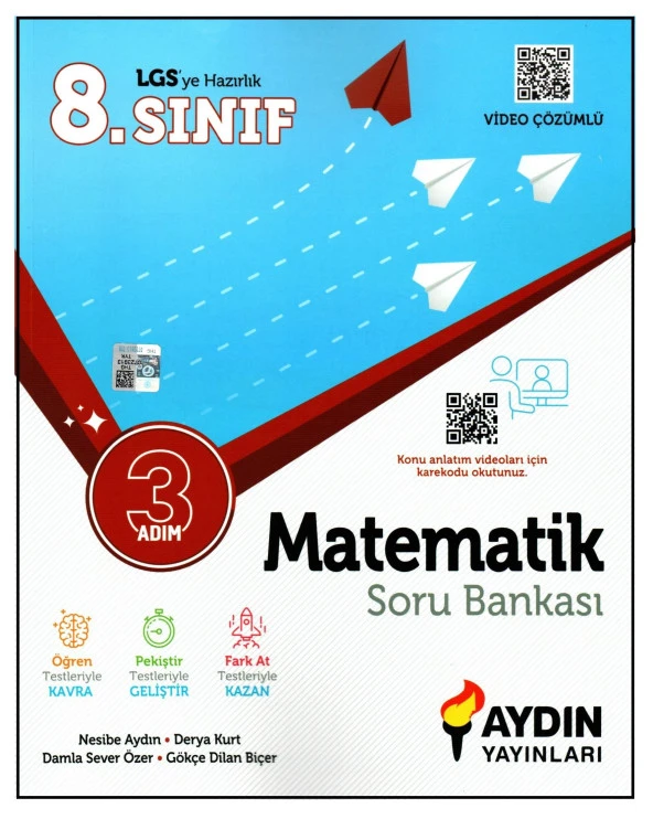 Aydın Yayınları 8. Sınıf LGS Matematik 3 Adım Soru Bankası ürün görseli