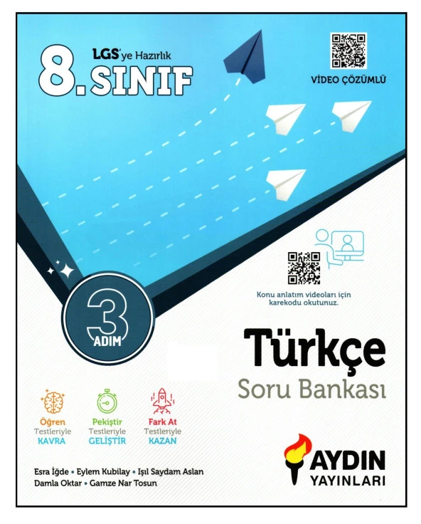 Aydın Yayınları 8. Sınıf LGS Türkçe 3 Adım Soru Bankası