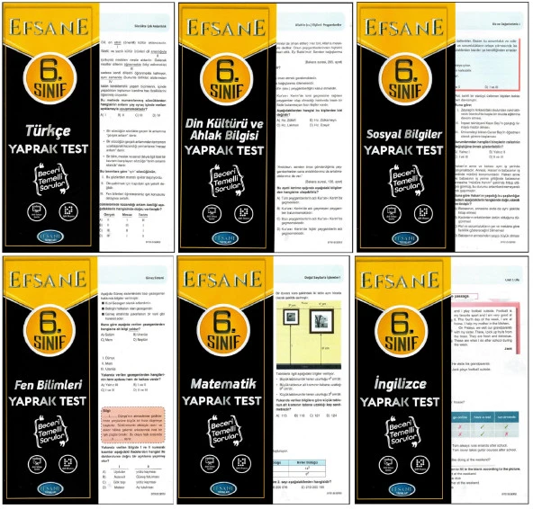 Efsane 6. Sınıf Tüm Dersler Yaprak Test Seti 6 Test