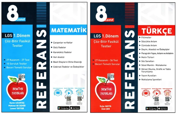 Newton 8. Sınıf LGS 1. Dönem Matematik+Türkçe Fasikül Test Seti 2 Kitap