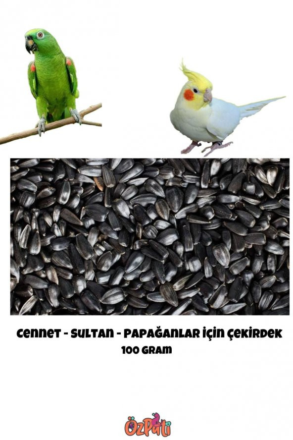 Cennet - Sultan Papağanı Ve Papağan Türleri İçin Siyah Çekirdek 100 Gram