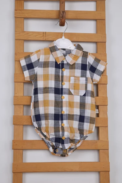 Kısa Kol Poplin Kumaş Erkek Kare Gömlek Çıtçıtlı Badi 3503M - 5