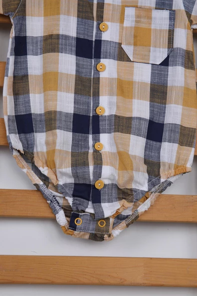 Kısa Kol Poplin Kumaş Erkek Kare Gömlek Çıtçıtlı Badi 3503M - 6