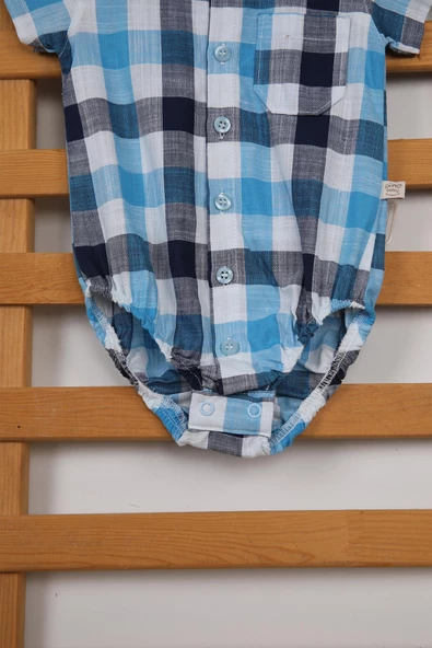 Kısa Kol Poplin Kumaş Erkek Kare Gömlek Çıtçıtlı Badi 3503M - 4