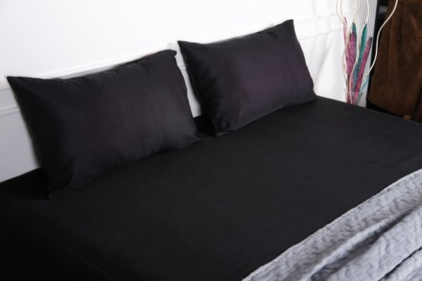 Finezza Flora Pamuk Saten Siyah Çarşaf & Yastık Takımı 3 Parça - 1480 ürün görseli