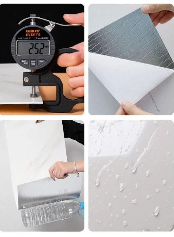 Renkli Duvarlar 60x30cm Açık Kahve Mermer Desen Yapışkanlı Karavan Prefabrik Banyo Wc Yer Duvar PVC Kaplama Paneli NWYP15 - 6