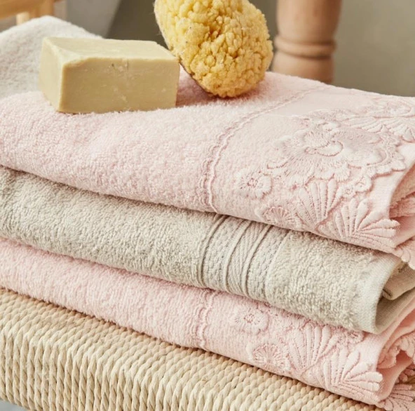 Karaca Home Bornoz Aile Banyo Seti Shine Pudra/Bej - 4