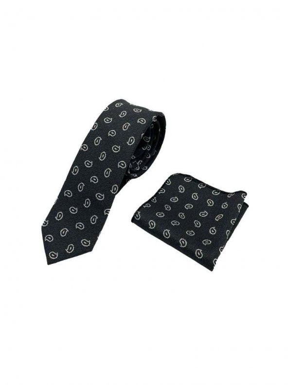 Brianze Damla Desen Kravat Mendil Kol Düğmesi Kravat İğnesi Ve Cüzdan Hediyelik Set - Resim 2