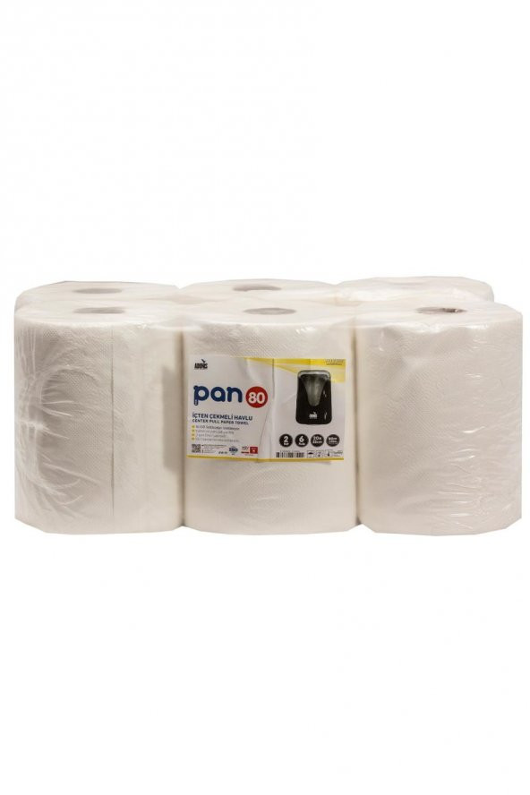PAN İçten Çekmeli Havlu Kağıt 80 Metre Rulo Uzunluğu - 6 Rulo - 5 Kg
