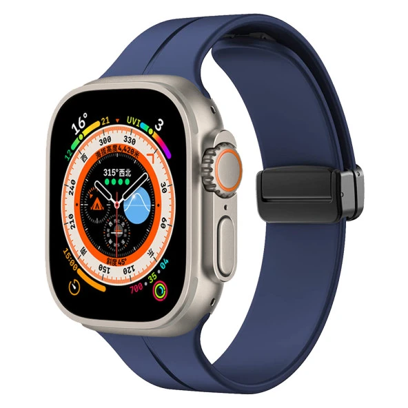 Apple Watch Ultra 49mm Zore KRD-84 Silikon Kordon Saat Değildir  Lacivert