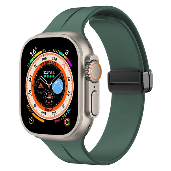 Apple Watch Ultra 49mm Zore KRD-84 Silikon Kordon Saat Değildir  Koyu Yeşil