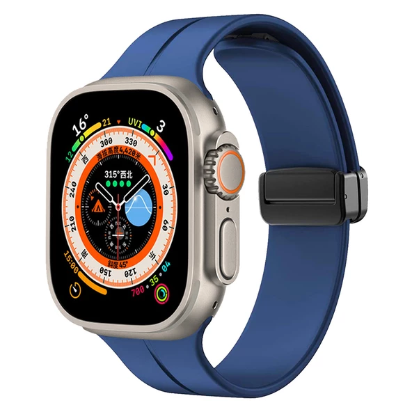 Apple Watch Ultra 49mm Zore KRD-84 Silikon Kordon Saat Değildir  Mavi