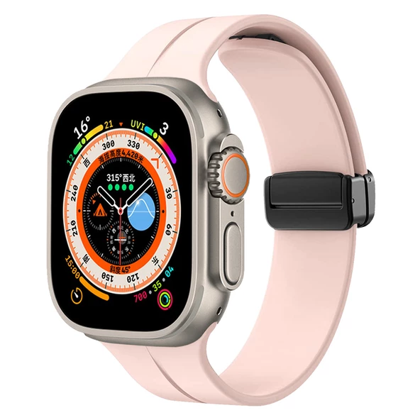 Apple Watch Ultra 49mm Zore KRD-84 Silikon Kordon Saat Değildir  Pembe