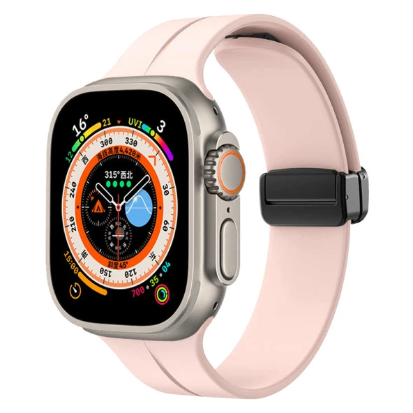 Apple Watch Ultra 49mm Zore KRD-84 Silikon Kordon Saat Değildir  Pembe