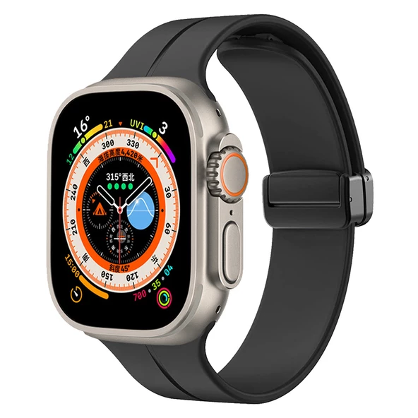 Apple Watch Ultra 49mm Zore KRD-84 Silikon Kordon Saat Değildir  Siyah