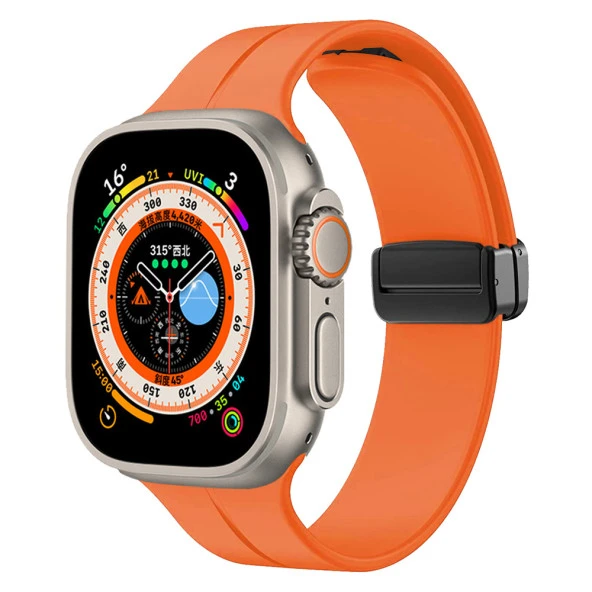 Apple Watch Ultra 49mm Zore KRD-84 Silikon Kordon Saat Değildir  Turuncu