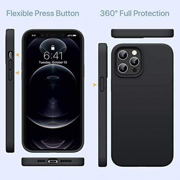 OneGıf Apple iPhone 12 Silikon Kılıf (6.7") - Siyah - Resim 5