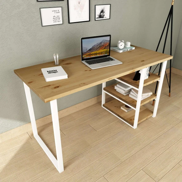 Woodesk  Dizayn Masif Ağaç Natural Renk Çalışma Masası CPT4616-140