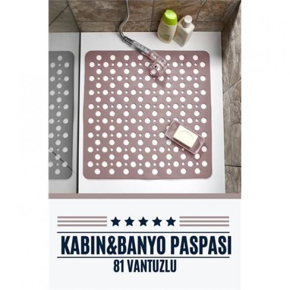 Transformacion Kabin Banyo Paspası 81 Vantuzlu  Karree Design PEMBE 718310
