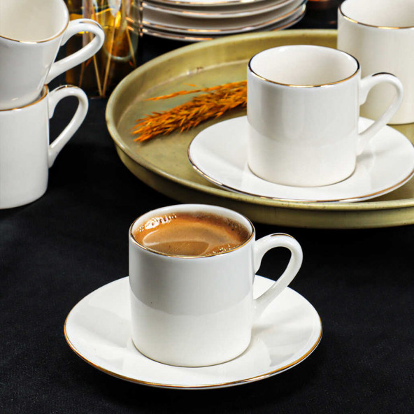 Porsima Classic Altın Fileli 12 Parça Türk Kahvesi Fincan Takımı - 2