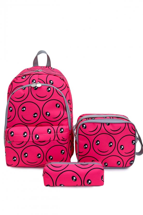 Superbag Okul Çantası 3Lü Set Smile Pembe