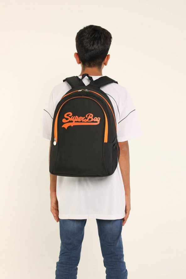 Superbag Sırt Çantası Siyah&Fosforlu Portakal - 6